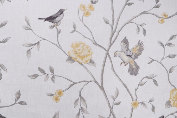 Sample of Vern Yip Chino Final Printed Linen Blend Drapery Fabric in Grey Citrine for Trend 