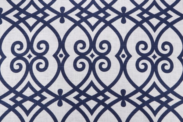 Jaclyn Smith Home JSP02616 Printed Linen Blend Drapery Fabric in Navy for Trend 