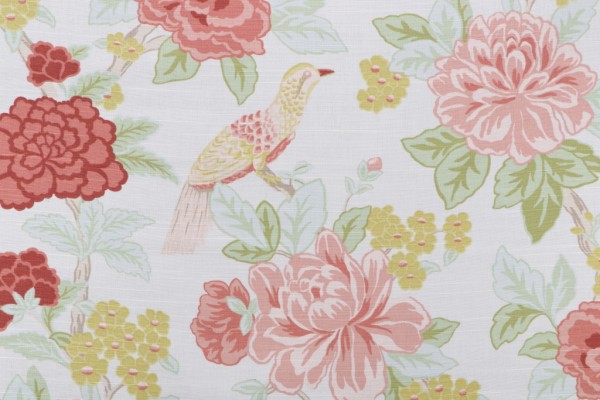 Jaclyn Smith Asian Floral Printed Drapery Fabric in Dusty Rose for Fabricut 