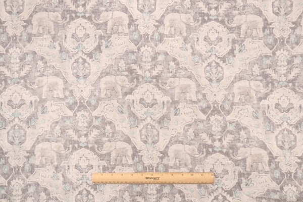 Covington Loxodonta Printed Linen Blend Drapery Fabric in 908-Platinum