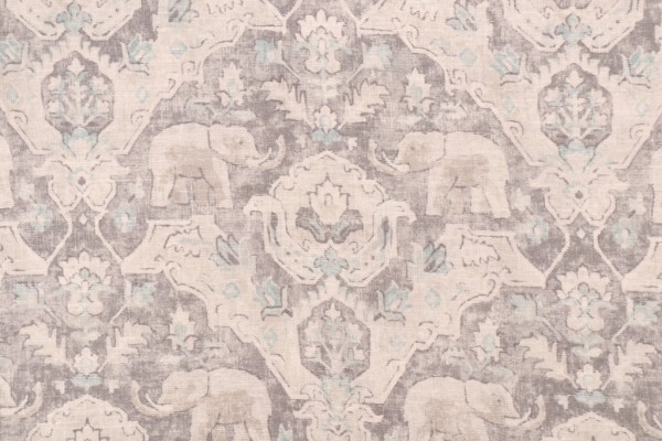 Covington Loxodonta Printed Linen Blend Drapery Fabric in 908-Platinum