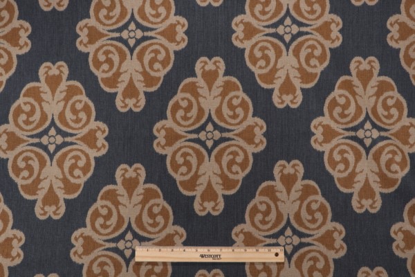 Click for 2.25 Yards Thibaut Montgomery F96012 Printed Linen Blend Drapery Fabric in Navy Thibaut Montgomery F96012 Printed Linen Blend Drapery Fabric in Navy