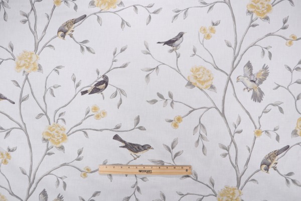 Sample of Vern Yip Chino Final Printed Linen Blend Drapery Fabric in Grey Citrine for Trend 