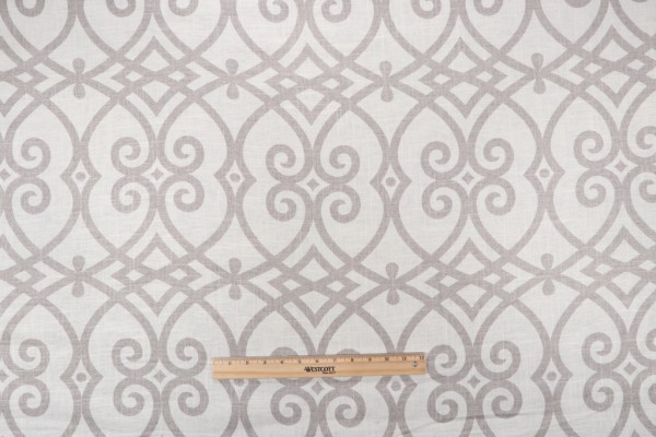 Jaclyn Smith Home JSP02616 Printed Linen Blend Drapery Fabric in Dove Grey for Trend 