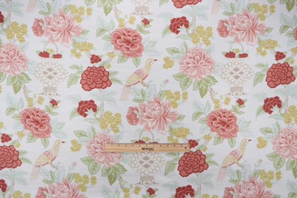 Jaclyn Smith Asian Floral Printed Drapery Fabric in Dusty Rose for Fabricut 