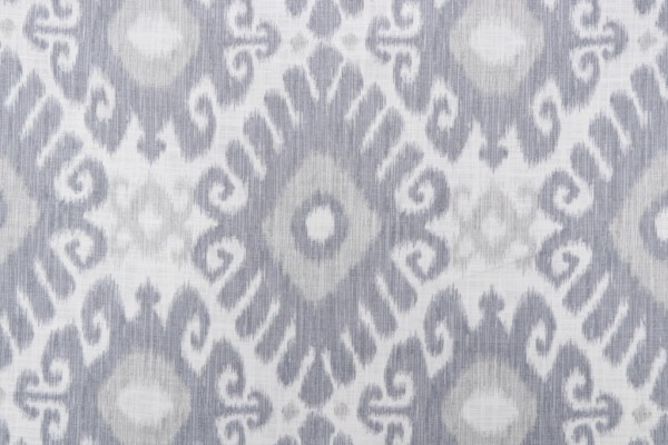 Jaclyn Smith Ikat Damask Printed Cotton Drapery Fabric in Delft for Trend 