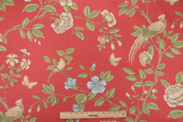 Thibaut Newman Printed Linen Drapery Fabric in Pink F94706