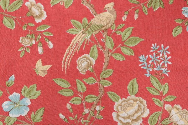 Thibaut Newman Printed Linen Drapery Fabric in Pink F94706
