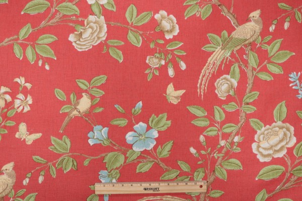 Thibaut Newman Printed Linen Drapery Fabric in Pink F94706