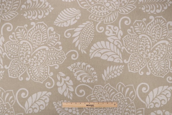 Thibaut F99270 Printed Linen Blend Drapery Fabric in Beige