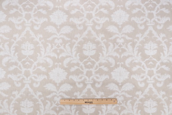 Thibaut Anita Damask F98635 Printed Linen Blend Drapery Fabric in Cream