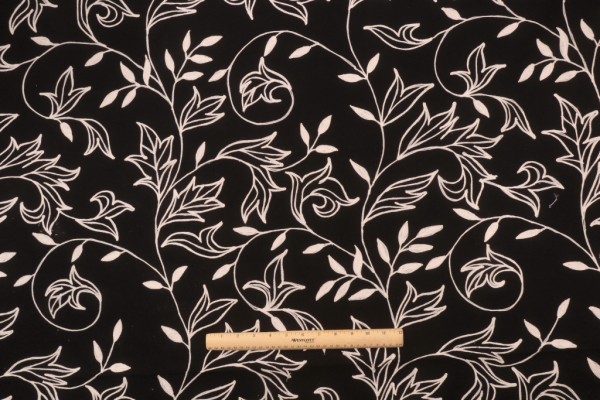 Thibaut Shalimar W88019 Embroidered Cotton Drapery Fabric in Black by Anna French