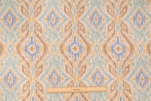 Robert Allen Thunderhead Printed Ikat Cotton Drapery Fabric in Artichoke