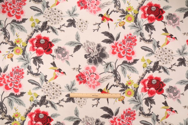 Waverly Candid Moment Printed Cotton Drapery Fabric in Ebony