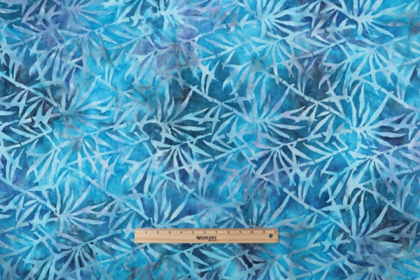 Hamilton Bamboo Hand-Printed Cotton Drapery Fabric in Blue Water 