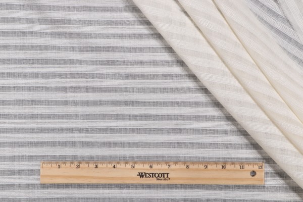 Click for 1.13 Yards Lennon Stripe Sheer Drapery Fabric in Ivory Lennon Stripe Sheer Drapery Fabric in Ivory