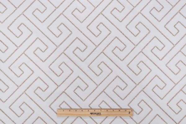 Key Embroidered Outdoor FAbric in Tan