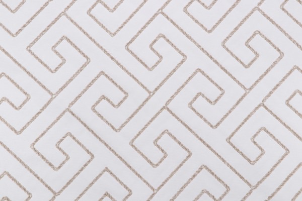 Key Embroidered Outdoor FAbric in Tan
