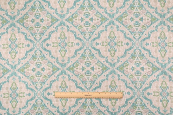 Kelly Ripa Seen & Heard Printed Cotton Drapery Fabric in Seaglass