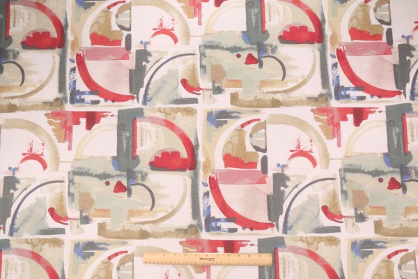 Mill Creek Maggiore Printed Cotton Drapery Fabric in Pomegranate