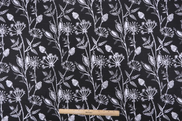 Premier Prints Daman-Slub Canvas Printed Cotton Drapery Fabric in Raven