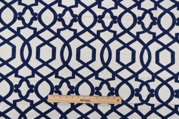 Iman Home Sultana Lattice Flocked Drapery Fabric in Luna