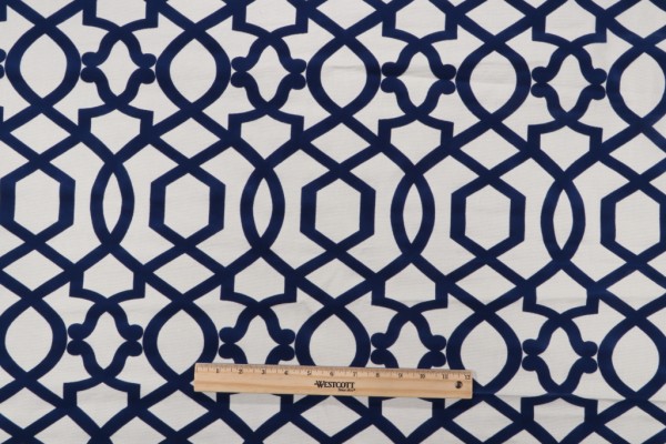 Iman Home Sultana Lattice Flocked Drapery Fabric in Luna