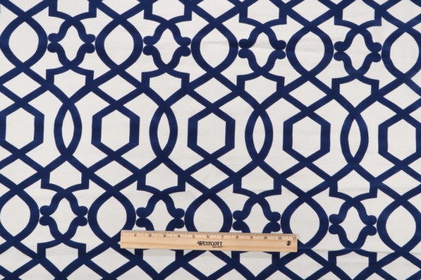 Iman Home Sultana Lattice Flocked Drapery Fabric in Luna