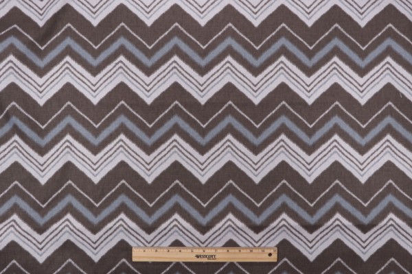 Mill Creek Chevron Printed Cotton Drapery Fabric in Bluestone