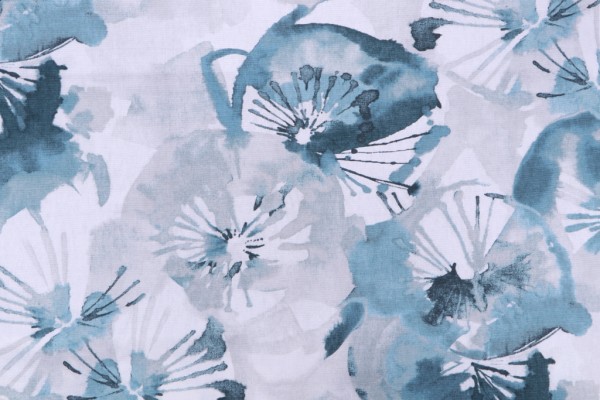 Richloom Waldman Printed Cotton Drapery Fabric in Ocean