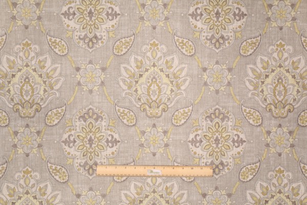 Richloom Moravian Printed Poly Linen Drapery Fabric in Dove