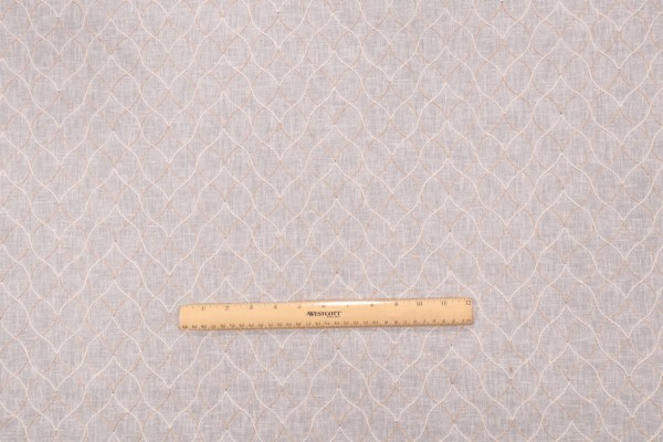 PK Lifestyles Harlequin Stitch Embroidered Sheer Drapery Fabric in Linen