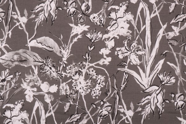 Lacefield Garden Party-Cambric Printed Cotton Blend Drapery Fabric in Ink