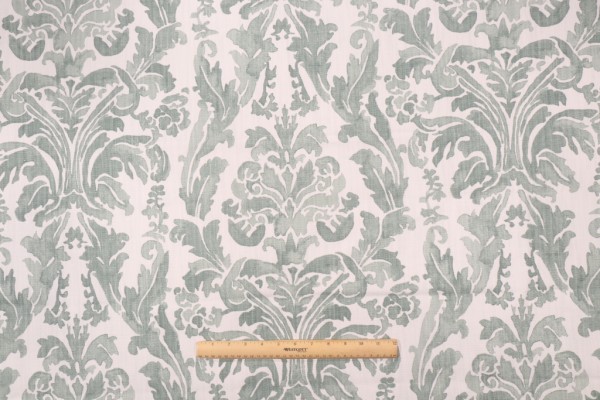Click for 0.63 Yards Lacefield Coribel-Chatham White Printed Cotton Blend Drapery Fabric in Eucalyptus Lacefield Coribel-Chatham White Printed Cotton Blend Drapery Fabric in Eucalyptus