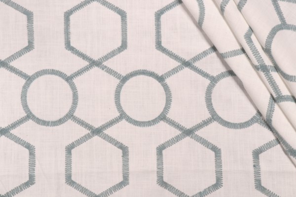 Click for 1.25 Yards Valiant Fabrics Kendall Embroidered Drapery Fabric in Spa Valiant Fabrics Kendall Embroidered Drapery Fabric in Spa