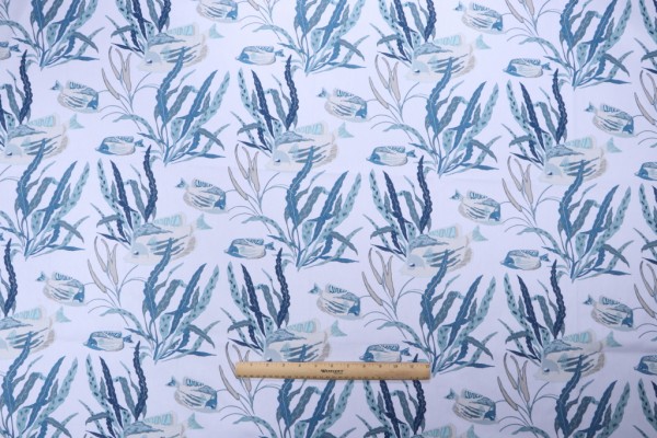 Click for 0.75 Yards Stof France Colisa Printed Cotton Twill Drapery Fabric in Bleu Stof France Colisa Printed Cotton Twill Drapery Fabric in Bleu