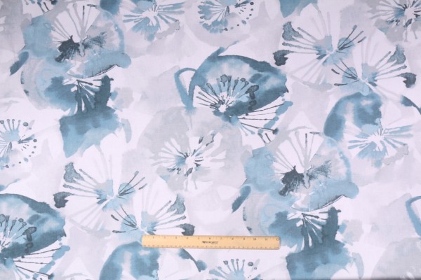 Richloom Waldman Printed Cotton Drapery Fabric in Ocean