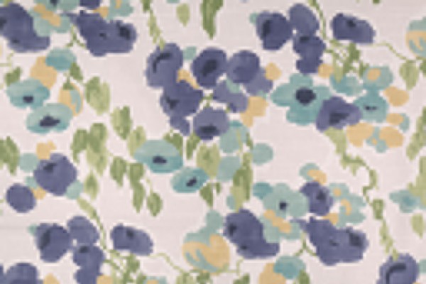 Robert Allen Fresh Bouquet Printed Cotton Drapery Fabric in Admiral
