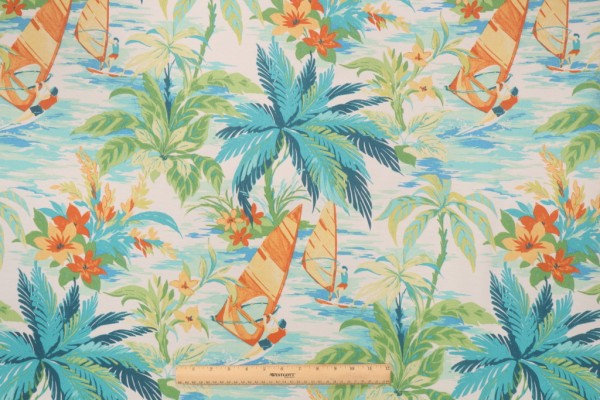 Tommy Bahama Wind Surfers Printed Polyester Outdoor Fabric in Mangrove