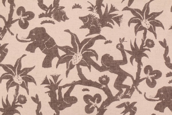 Novogratz Monkey Business Printed Cotton/Linen Drapery Fabric in Onyx