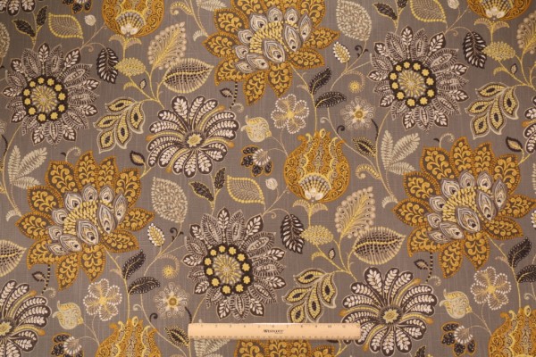Mill Creek Dalva Printed Cotton Drapery Fabric in Platinum