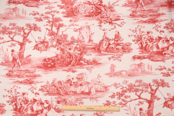 Waverly Idyllic Days Printed Cotton Drapery Fabric in Amaryllis