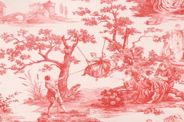 Waverly Idyllic Days Printed Cotton Drapery Fabric in Amaryllis