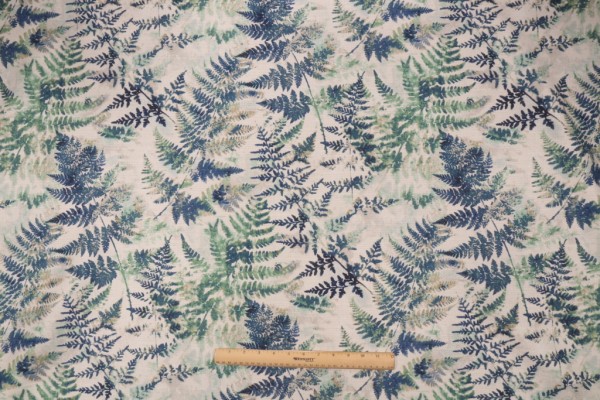 Click for 1 Yards PK Lifestyles Fern Flutter Printed Cotton Drapery Fabric in Indigo PK Lifestyles Fern Flutter Printed Cotton Drapery Fabric in Indigo