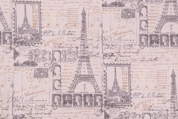 PK Lifestyles Amour Printed Cotton Drapery Fabric in Putty