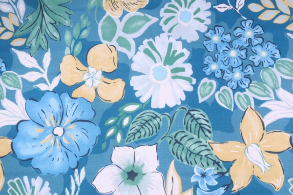 Robert Allen Bahenga Printed Cotton Drapery Fabric in Deep Pool