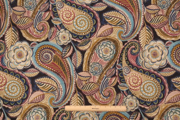 Waverly Mayan Market Printed Cotton Drapery Fabric in Bayside