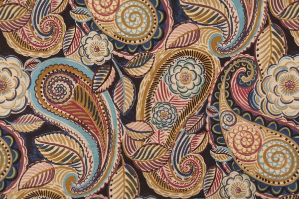 Waverly Mayan Market Printed Cotton Drapery Fabric in Bayside