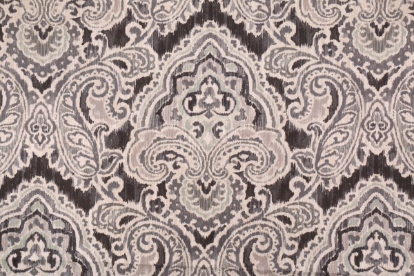 Waverly Artesanias Ikat Printed Cotton Drapery Fabric in Graphite