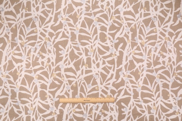 Waverly Zen Spirit Printed Linen Blend Drapery Fabric in Chalk